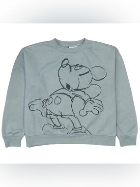 Disney Sage Green Crewneck Sweatshirt with Vintage Sketch Mickey